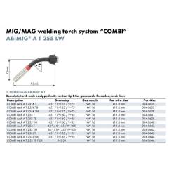 Cuello de antorcha Cuello COMBI, ABIMIG AT 255 TM8, completo, 1,0 mm, NW16, (refrigerado por gas)