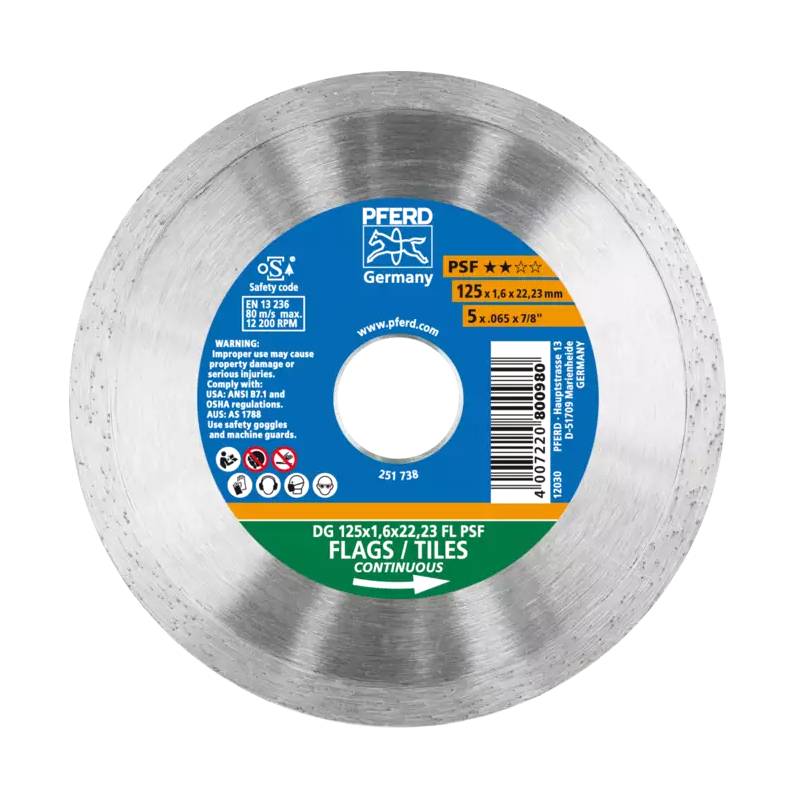 Disco de corte de diamante PFERD DG 125 x 1,6 x 22,23 FL PSF (1 pieza) - 68000012 Disco de corte de diamante PFERD DG 125 x 1,6 x 22,23 FL PSF (1 pieza) - 68000012