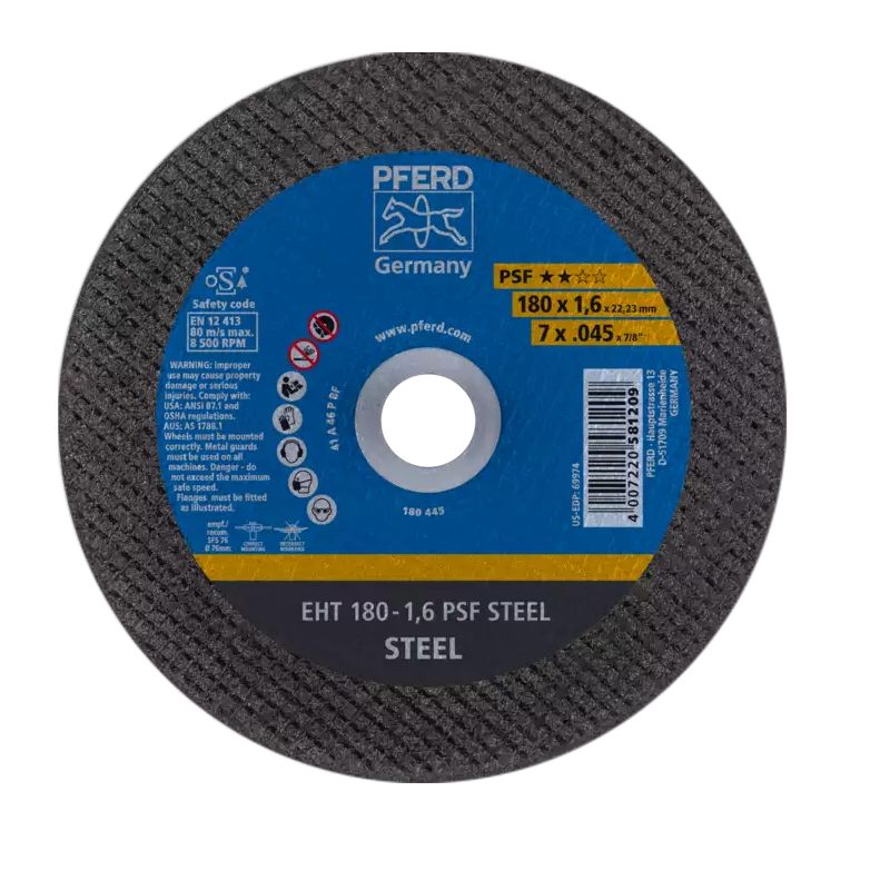 Disco de corte PFERD EHT 180 -1.6 PSF ACERO - 61719121