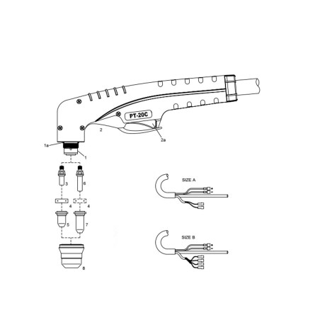 Plasma Handschneidbrenner PT-20C. 4 m Anschluss B mit Koaxial Kabel. passend für Cemont®/Helvi®/Sincosald®/WTL® - 140.0120 - -