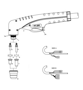 Plasma Handschneidbrenner PT-20C. 4 m Anschluss A mit Koaxial Kabel. passend für Cemont®/Helvi®/Sincosald®/WTL® - 140.0122 -  - 