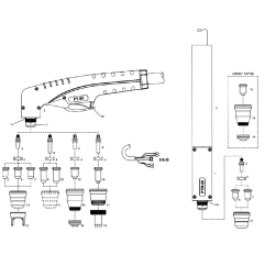 PLlasma Maschninenschneidbrenner PT-60. 6 m. Anschluss B 1/4G mit Koaxial Kabel für Cea®/Helvi®/Sincosald®/WTL®/Flama®/Cemont® -