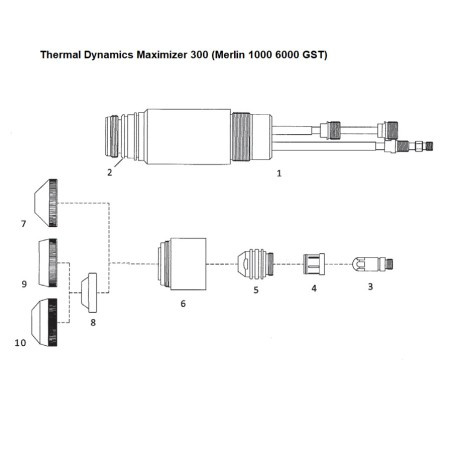 Elektrode N2 50-300A - Thermal Dynamics Maximizer 300 für Merlin 1000 - 6000 GST - (20-1023) - Nachbau - 20-1023A -  -  - 17,32 