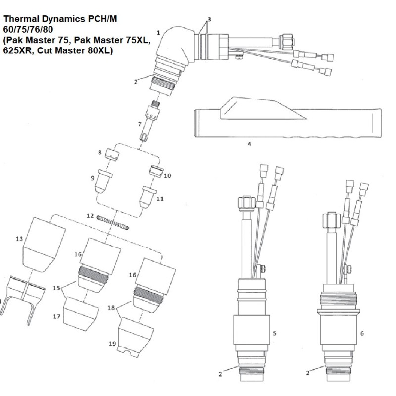 Espaciador de 2 puntas - Thermal Dynamics - Pak Master Cut Master - PCH 60/75/76/80 - Réplica (8-7575)