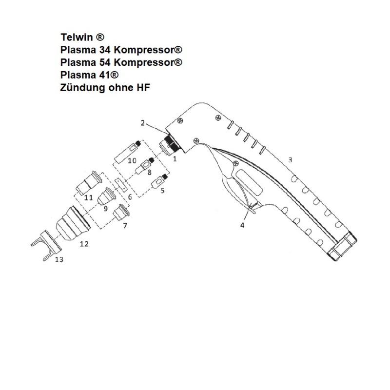 Cabezal de antorcha manual PT20C/25/40 - Telwin - Plasma 34 / 41 / 54 - (742474) - Réplica