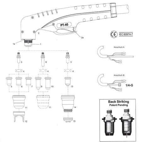 Schneiddüse ø 1.00 mm (40-50A). flach PT40 / PT60 Cea® / Helvi® / Sincosald® / WTL® / Flama® / Cemont® - 140.5049 - - - 2,91 €