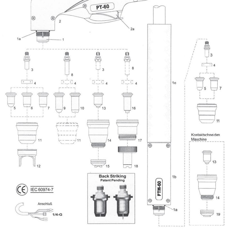 Cabezal de quemador de máquina PT60 - Cea® / Helvi® / Sincosald® / WTL® / Flama® / Cemont®