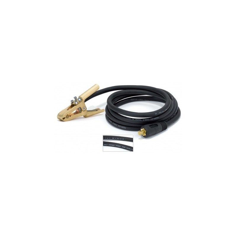 Cable de tierra para soldadura de 4 m de longitud y 70 mm² con pinza de masa Omega 6 y conector TX 70 - KIT000263