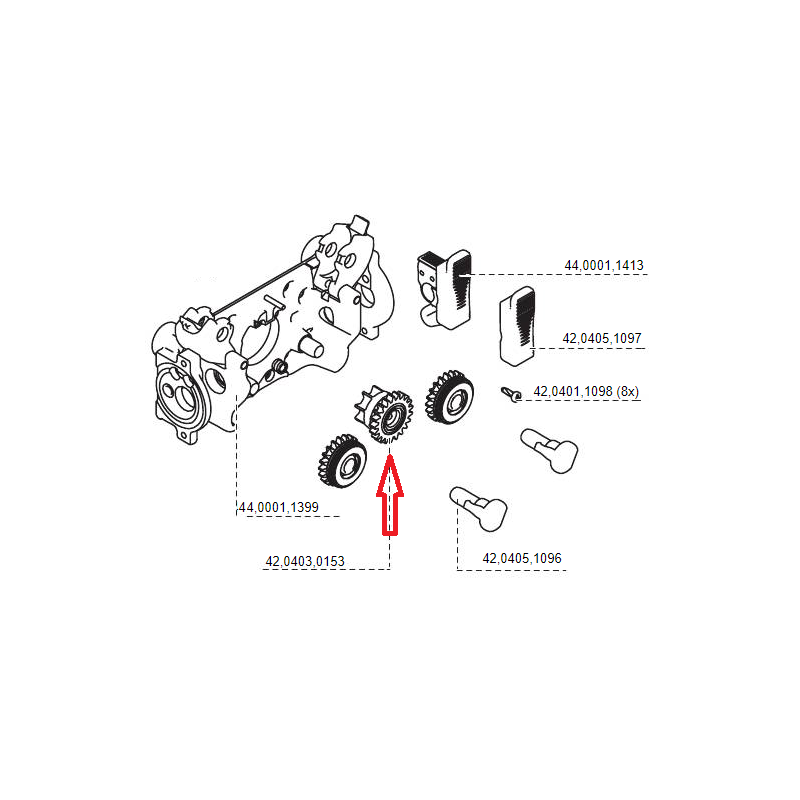 Fronius Antriebszahnrad isoliert für 4-Rollenantrieb (TransSteel 2500, 2700, 3000, 3500, 5000), (TPS 270i, 320i, 400i, 500i)
