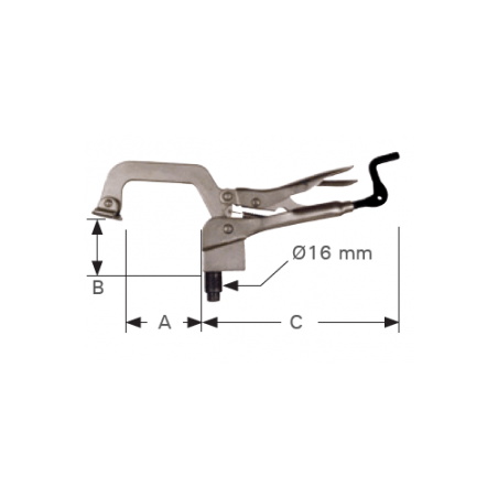 BuildPro Inserta C-clamp montaje en mesa, proyección 155 mm, máx. Capacidad 120mm, rosca M8 - PT14K