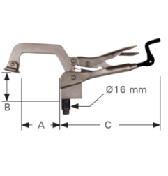 BuildPro Inserta C-clamp montaje en mesa, proyección 50 mm, máx. Capacidad 60mm, rosca M8 - PT07K