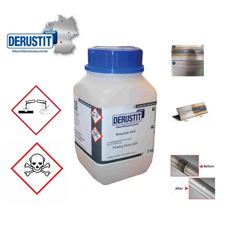 Pasta decapante DERUSTIT 4020 para acero inoxidable 2kg, fuerte Pasta decapante DERUSTIT 4020 para acero inoxidable 2kg, fuerte