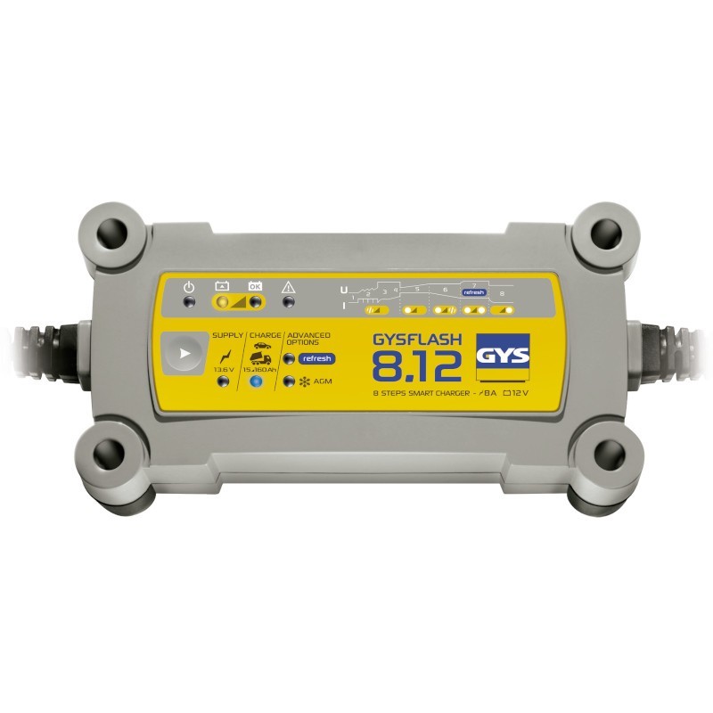 GYS GYSFLASH 8.12 - Cargador de batería automático 12V mantenimiento de carga GYS GYSFLASH 8.12 - Cargador de batería automático 12V mantenimiento de carga
