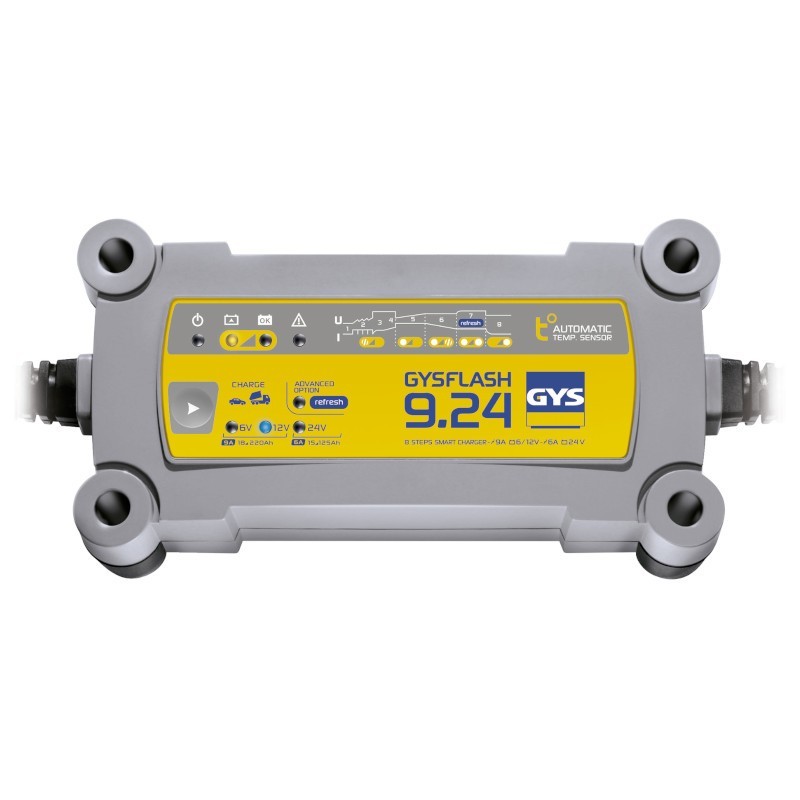 GYS GYSFLASH 9.24 - Cargador de batería 6V 12V 24V mantenimiento de carga GYS GYSFLASH 9.24 - Cargador de batería 6V 12V 24V mantenimiento de carga