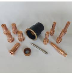 Trafimet Ergocut A81 - 1 Luftrohr, 1 Swirl Ring, 5 Elektroden , 5 Schneiddüsen l. 1,2mm, 1 Aussenschutzdüse, Abstandsstück - SET