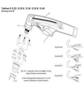 Plasma Handschneidbrenner PT40, 6m mit ZA 4 Pins - 140.0129 -  -  - 437,84 € - 