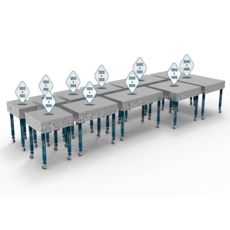 EDELSTAHL SCHWEISSTISCHE (MODELL PRO INOX) AUF ROLLEN, FI28, GITTER 100x100mm - VERSCHIEDENE GRÖSSEN - GPPH - Edelpro_2 - - -