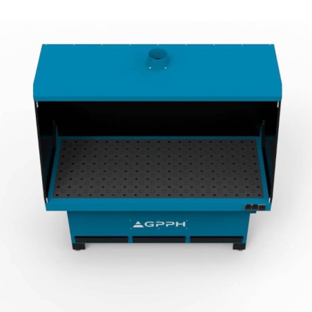 Estación de rectificado y soldadura GPPH, fi28mm, rejilla 100x100mm, 1870x770mm --Variante--Sockel mit Absaugung von oben