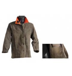 Chaqueta de soldador de cuero marrón. Mangas con puños elásticos, cierres a presión/velcro. Talla. L, XL, XXL y XXXL - F12