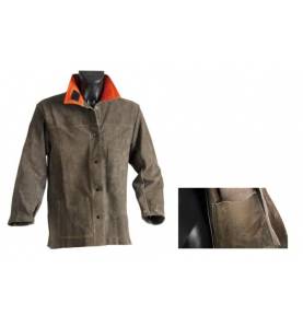 Chaqueta de soldador de cuero marrón. Mangas con puños elásticos, cierres a presión/velcro. Talla. L, XL, XXL y XXXL - F12