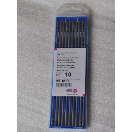 Electrodo de lobo WLa15 dorado, 10 unidades, 1,0-4,0x175 mm - Abicor Binzel - 700.1183-10 - - - 16,75 € -