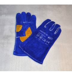 Guante de soldadura MIG MIG talla Trafimet. 10 guantes de soldadura de 5 dedos de piel de vaca azul con forro interior integrado