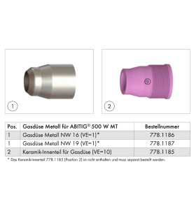 Boquilla de gas metálica NW 19, antorcha TIG 500W - 778.1187 - 778.1187 - - - 55,71 € -