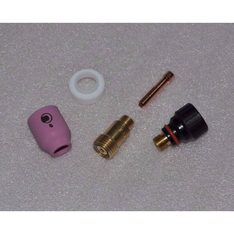 Kit de conversión TIG con lente de gas Punta 17 / 18 / 26 a Punta 9 / 20 corta, 3,2 mm, boquilla de gas a elección