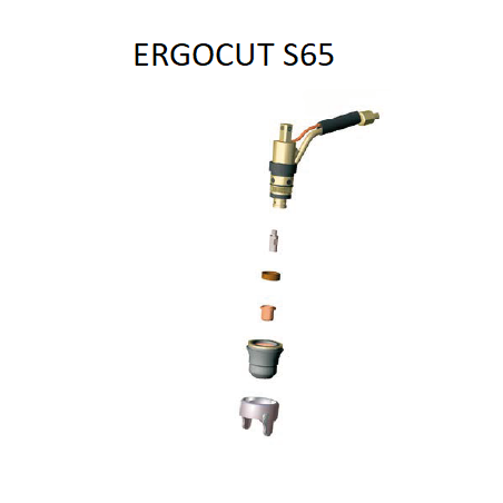 Trafimet Ergocut S65 - 5 Elektroden, 1 Swirl Ring, 5 Schneiddüsen 1,0mm, 1 Aussenschutzdüse, 1 Abstandsstück - SET S65-1.0 - -