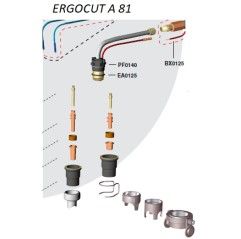 Trafimet Ergocut A81 - 1 Luftrohr, 1 Swirl Ring, 5 Elektroden, 5 Schneiddüsen 1,0mm, 1 Aussenschutzdüse, Abstandsfeder