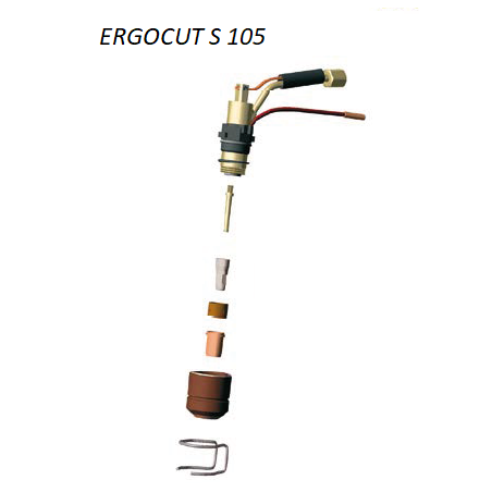 Trafimet Ergocut S105 - 1 Luftrohr, 1 Swirl Ring, 5 Elektroden kurz, 5 Schneiddüsen k. 1,4mm, 1 Aussenschutzdüse, 1 Feder - SET 