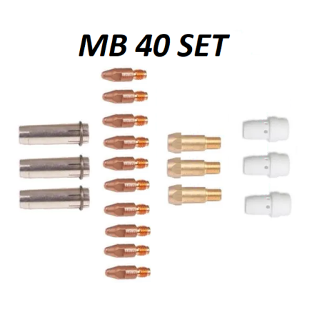 MB40 Set 2,4mm, 3 Gasdüsen, 10 Stromdüsen 2,4mm, 3 Düsenstöcke, 3 Gasverteiler - 145.0179_set24 -  -  - 87,77 € - 