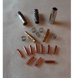 MB 15 Set 0,8mm, 3 Gasdüsen, 10 Stromdüsen, 2 Gasdüsenträger, 5 Haltefedern - 145.0075_7_08 - - - 25,01 € -