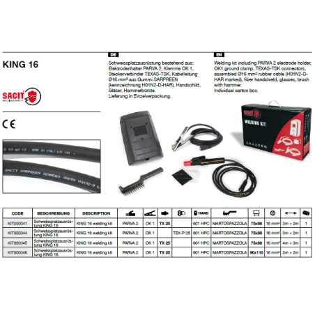 Schweissplatzausrüstung mit Elektrodenhalter, Kabelleitung Ø16 mm² (H01N2-D-HAR), Handschild, Gläser, Hammerbürste.