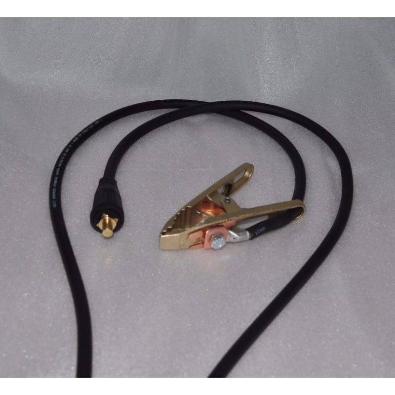 Cable de tierra para soldadura, 3 m / 4 m / 5 m, 25 mm², pinza de tierra de 250 A, mandril de 9 mm - 13 mm