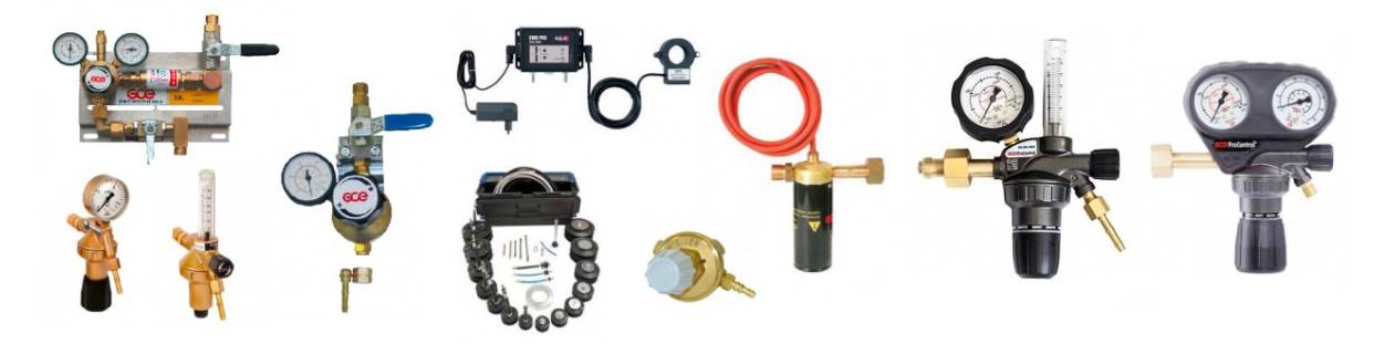 Reductor de presión, regulador de presión, suministro central de gas para todos los gases.