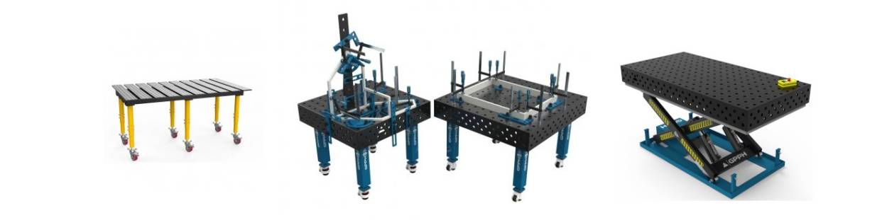 Mesas de soldadura para la fijación de la pieza de trabajo
